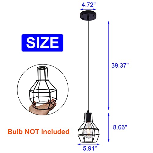 Black Metal Industrial Pendant Light for Kitchen