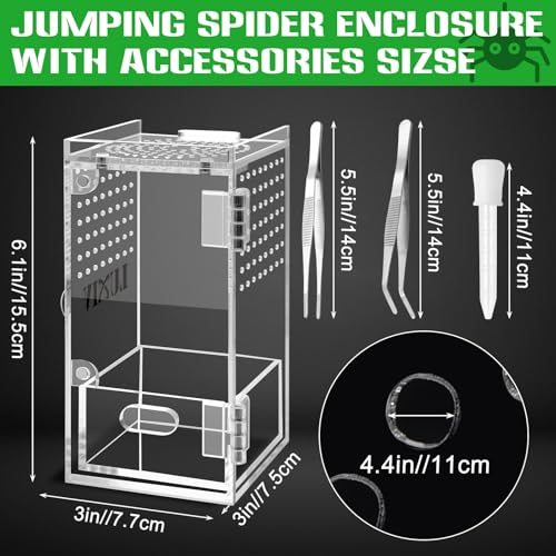 Luxiv Mini Spider Enclosure Kit with Tongs & Dropper Clear Terrarium