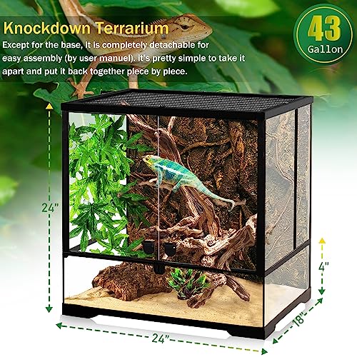 43 Gallon Sand Reptile Habitat with Aluminum Frame & Dual Doors